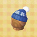 blue pom-pom hat